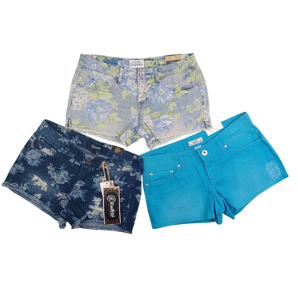 Y2K Aeropostale Low Rise Denim Shorts Lot Size 5 Blue Floral Cutoff Shortie Boho